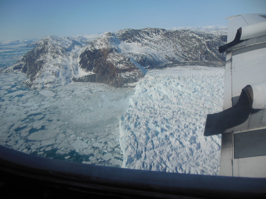An image of a glacier’s calving front, where it flows and loses ice to the sea. Credit: Christy Hansen