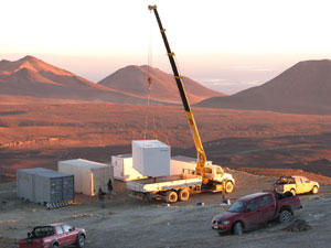 After site work, the instrument, housed in a converted shipping container, was put in place in Chile following a 
months-long trek by truck and ship. Photo courtesy of Rich Cageao, NASA Langley Research Center.