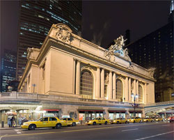 Grand Central Station provides access to the rail system that helps to make New York City one of the greenest cities in the U.S. The city is trying to make the taxis greener, too.