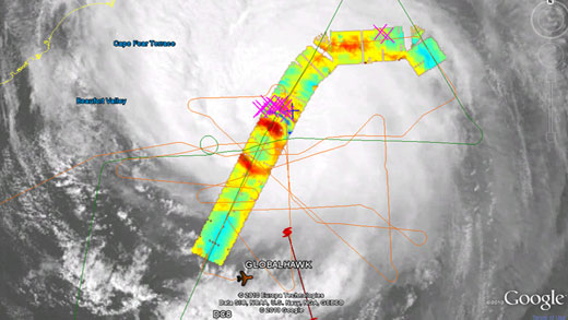 Data collected as the plane flew over Hurricane Earl.
