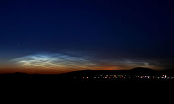 Noctilucent clouds at twilight.