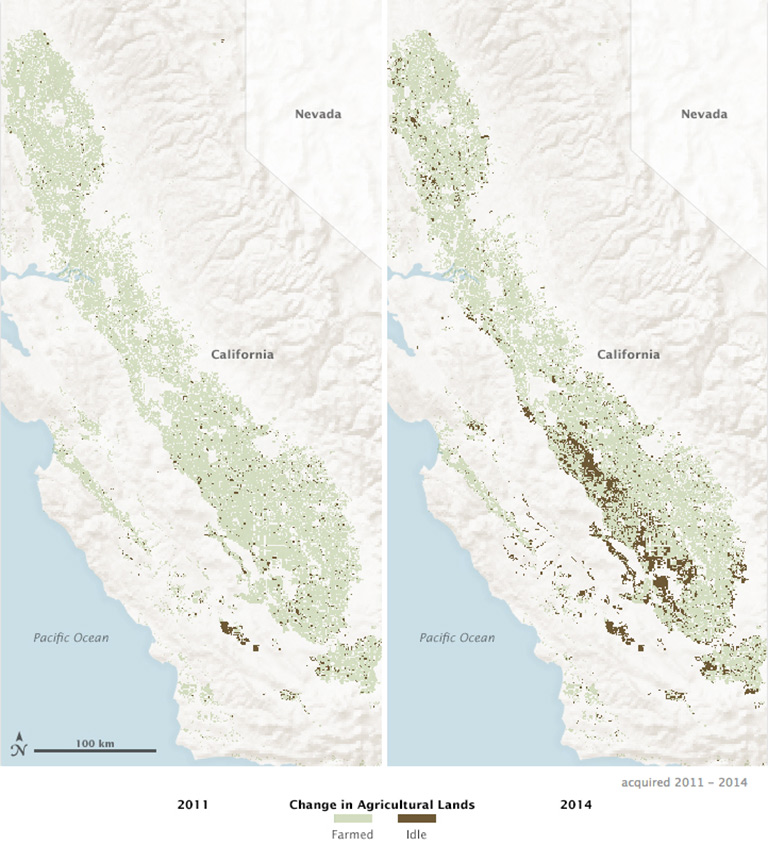 California agricultural change maps
