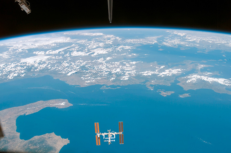 View of the International Space Station orbiting Earth