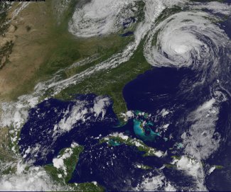 Hurricane Earl gave NASA scientists gave a perfect target for study. It rapidly grew to a category 4 hurricane and then fell to a category 1 in just one day.This GOES image shows the weakened storm on September 3, 2010, heading toward New England.