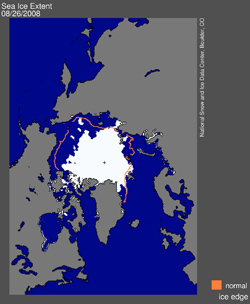 Sea ice extent has fallen below the 2005 minimum, previously the second-lowest extent recorded since the dawn of the satellite era, according to the National Snow and Ice Data Center.