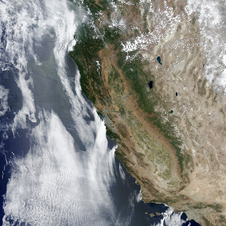 A view of California taken in 2014, showing impacts of drought season on the state.