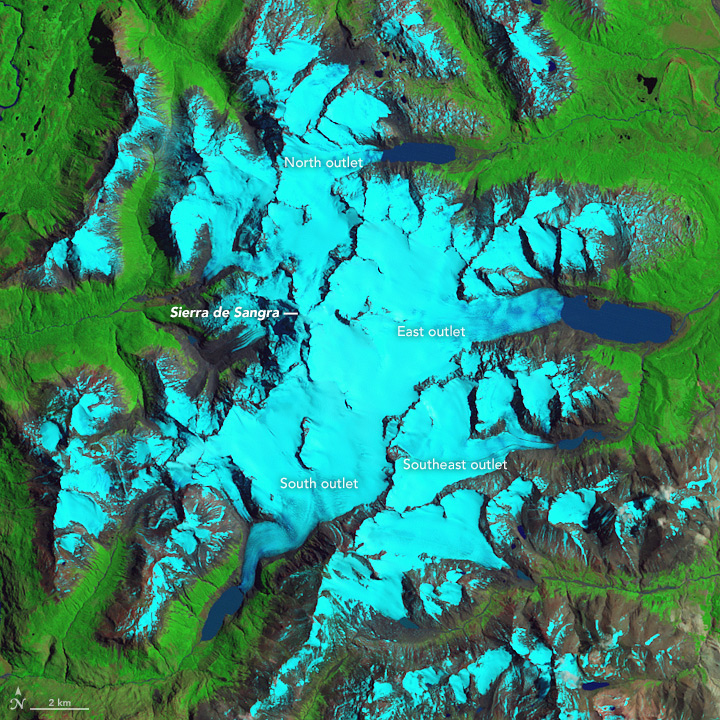 Retreat of the Sierra de Sangra Glaciers