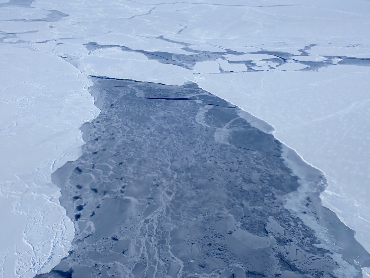 A big lead, or opening in the sea ice pack, in the eastern Beaufort Sea