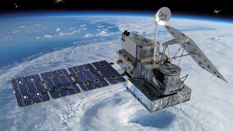 Artist's rendering of NASA's Global Precipitation Measurement core satellite orbiting Earth. Credit: NASA