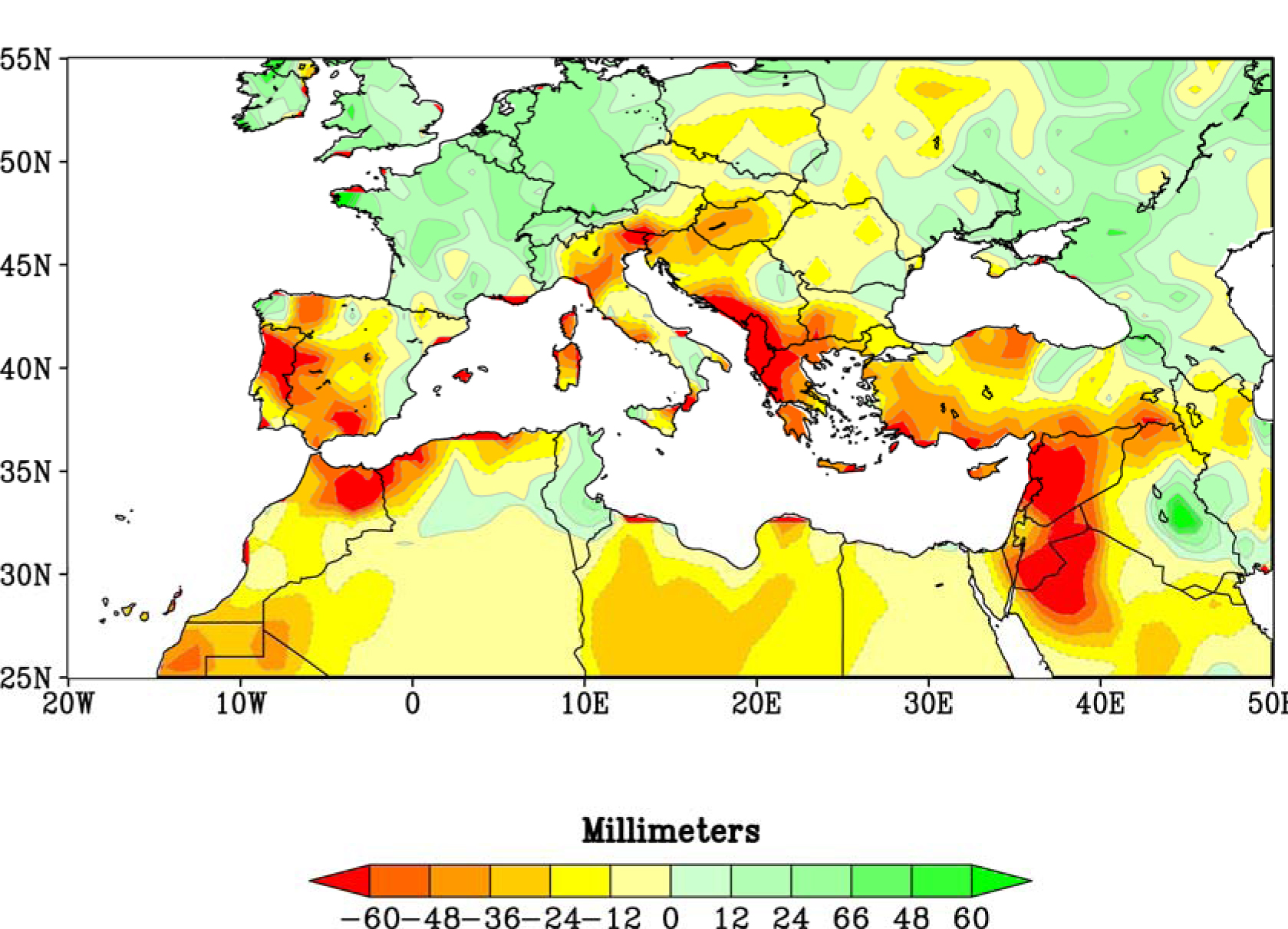 Temperature in degrees Celsius. (left panel) Measured atmospheric