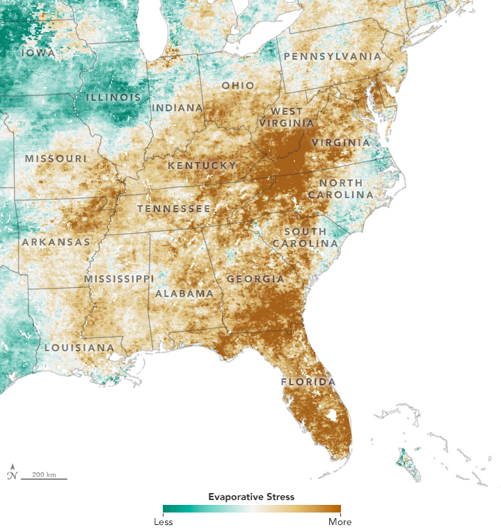 The Evaporative Stress Index drought indicator captured a "flash drought" in the Eastern U.S. in 2019.
