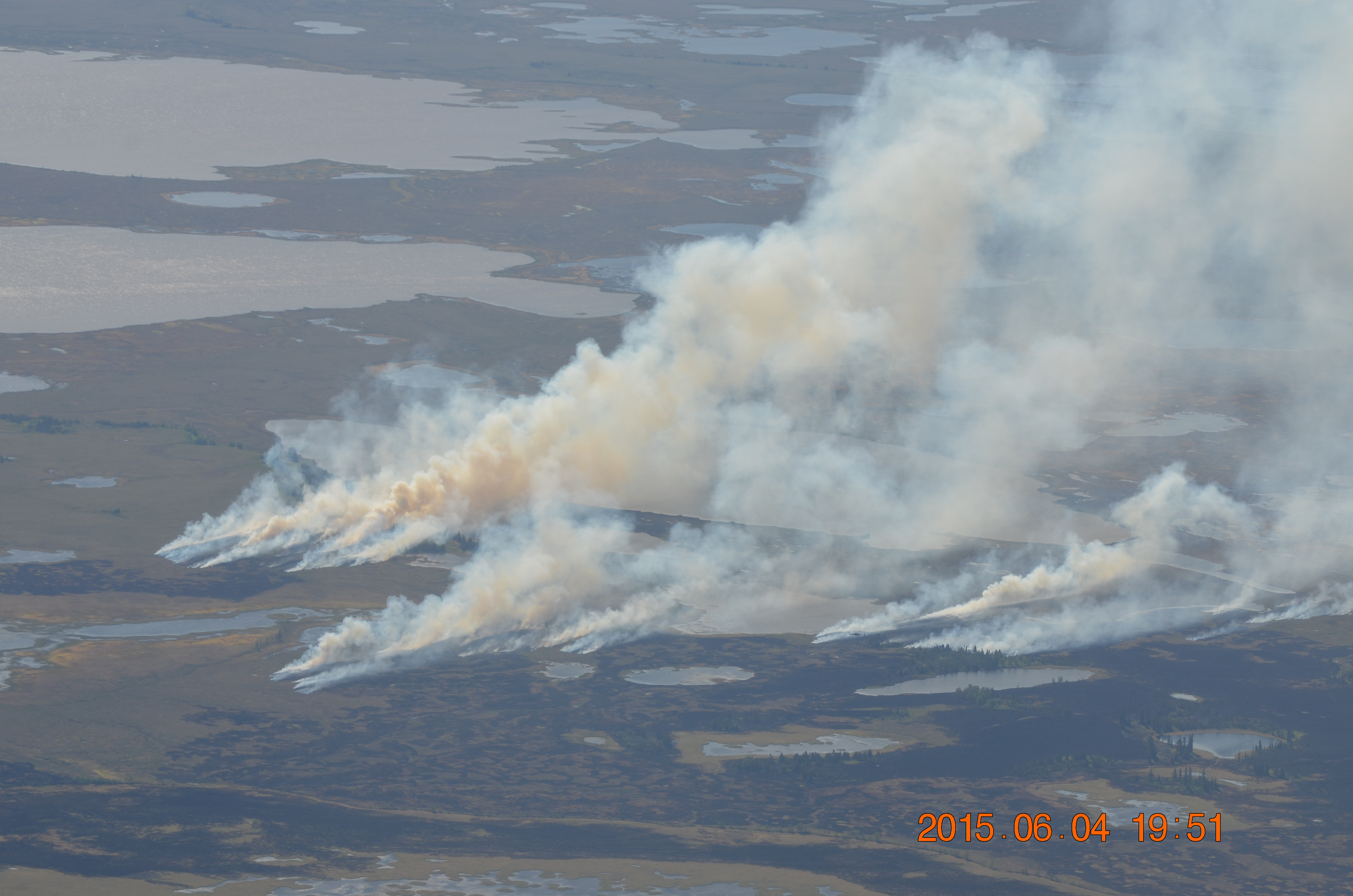 Multiple wildfires burning near Aniak, Alaska, in June 2015.