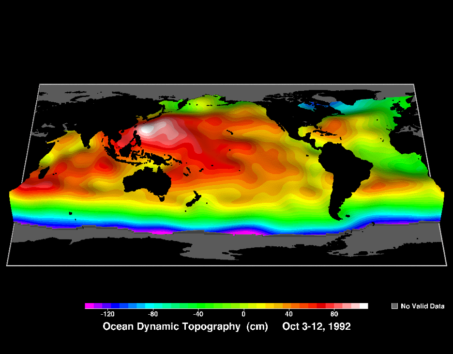 Dynamic ocean topography map