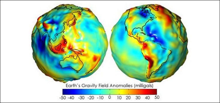 Gravity anomaly map