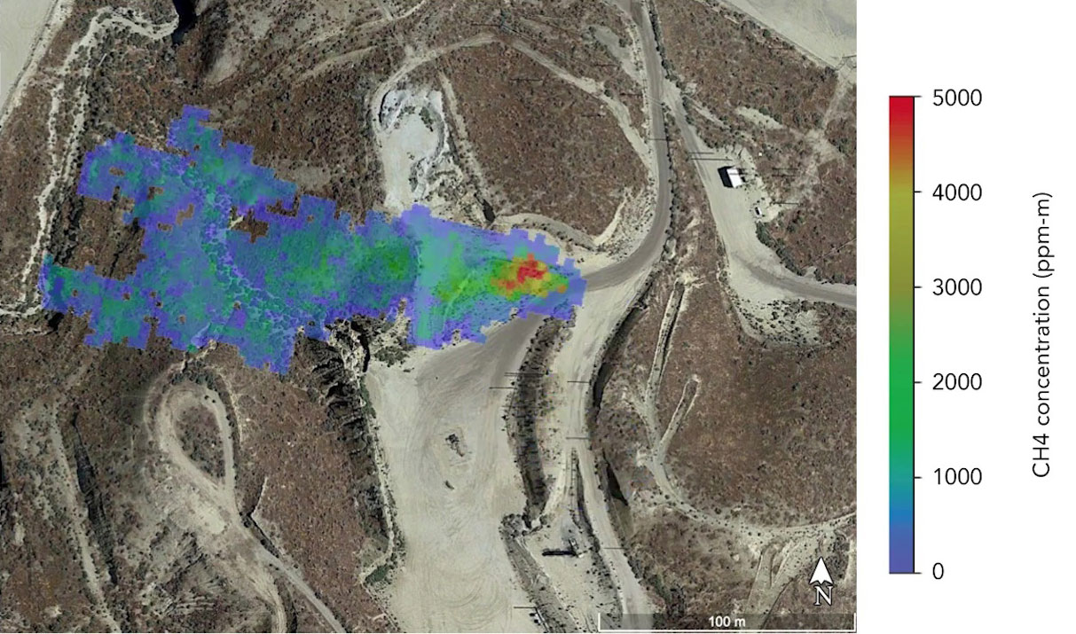 A methane plume detected by NASA's AVIRIS-NG in summer 2020 indicates a leaking gas line in oil field in California.