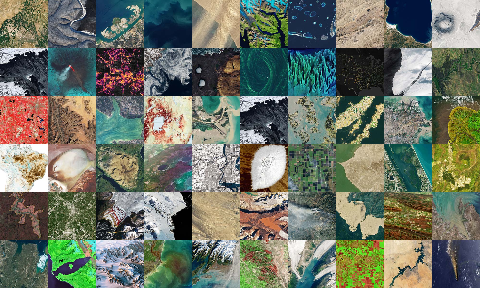 Mosaic of images taken by Landsat missions
