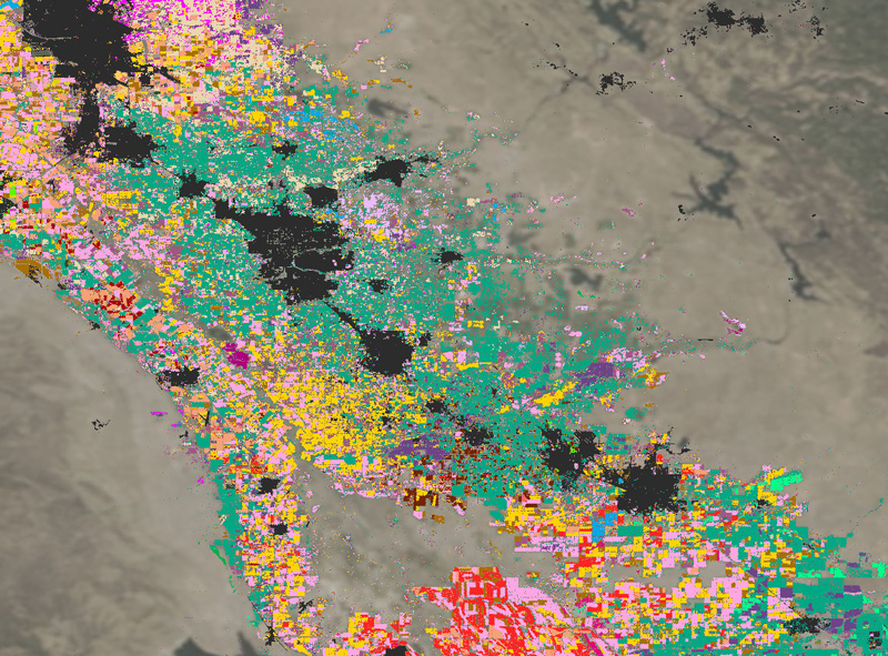 map of almond crop Landsat data from 2012