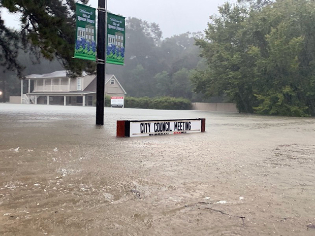 Flooding in Roman Forest, Texas, on September 19, 2019, from Tropical Storm Imelda.