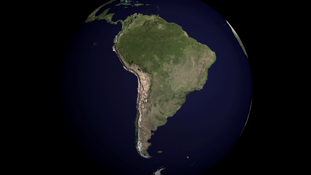 This animation shows fire activity over South America from August 2001 to August 2002. The fires are shown as tiny particles with each particle depicting the site at which a fire was detected. Daily fires are displayed at a rate of 10 days per second. The fire particles fade over 1.7 seconds and change color as they age from red to orange, yellow and gray. Credit: NASA Goddard's Scientific Visualization Studio.