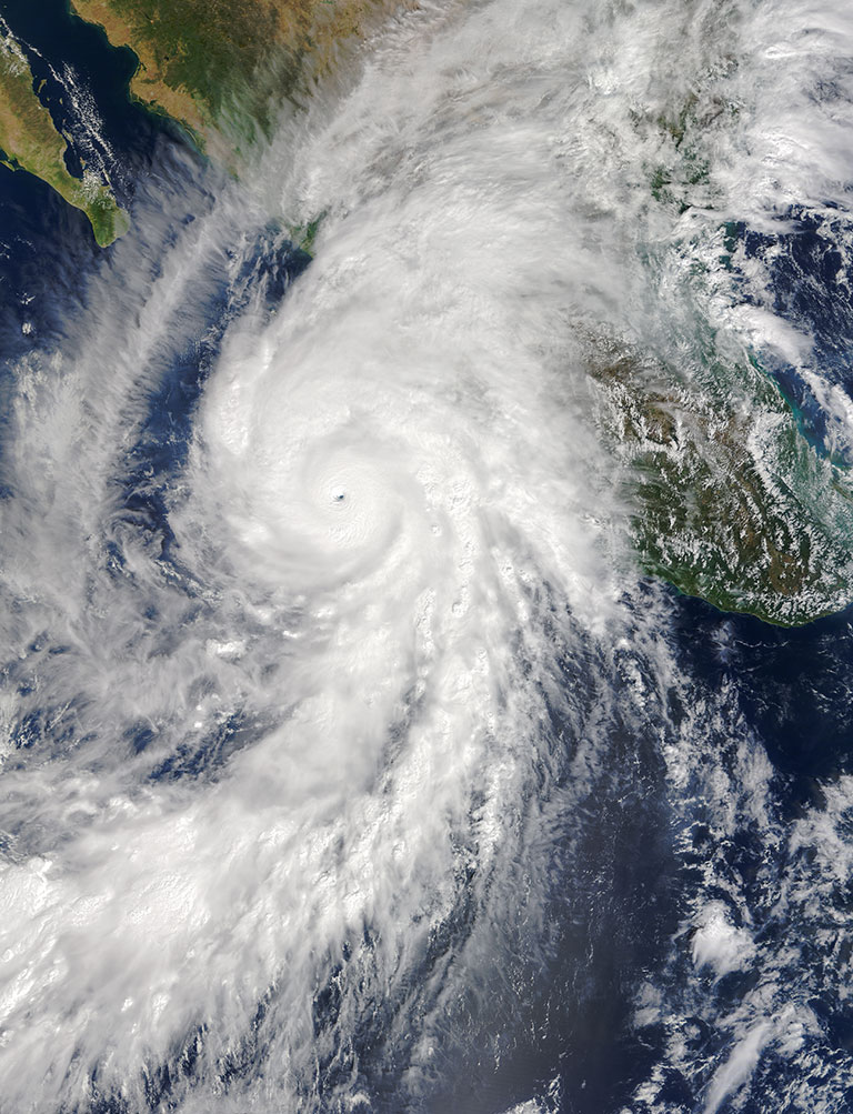 The Moderate Resolution Imaging Spectroradiometer (MODIS) instrument on NASA's Terra satellite captured an image of Hurricane Patricia, the ninth hurricane in the eastern Pacific to reach category 4 or 5 status during the 2015 season. Credit: NASA's Earth Observatory.