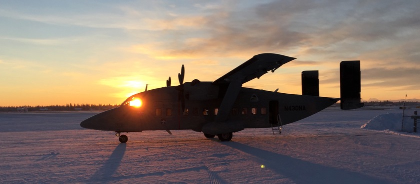 The NASA C-23 Sherpa aircraft used in the CARVE field program, loading at dawn for one of the final flights. Credit: NASA/JPL-Caltech.
