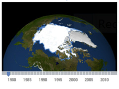 An indicator of changes in the Arctic sea ice minimum over time. Arctic sea ice extent both affects and is affected by global climate change.