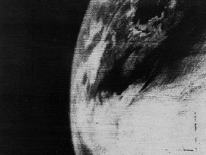 TV DEBUT: The first television picture of Earth from space. Image taken by TIROS 1 on April 1, 1960.