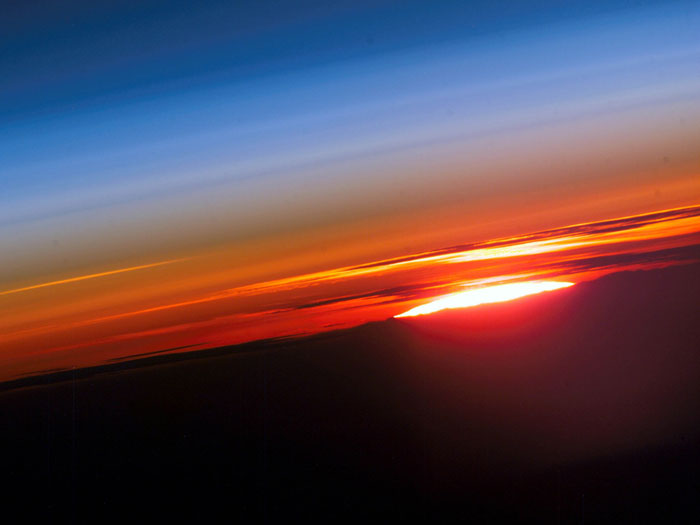 THE SKY'S THE LIMIT: The beauty of Earth's atmosphere and the setting sun. Photo taken by an Expedition-15 crewmember on the International Space Station on June 3, 2007.