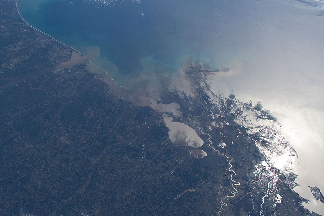 Image of a coastline as seen from space
