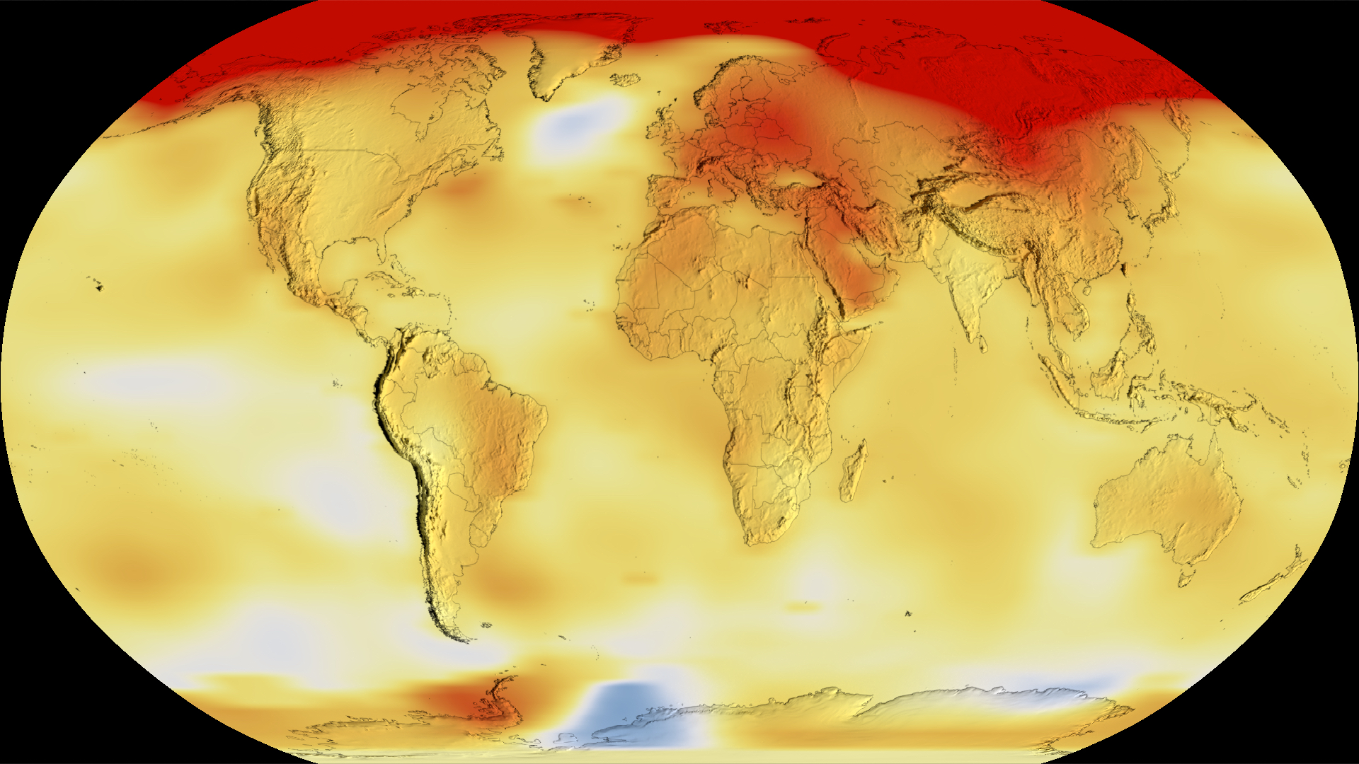 This NASA visualization shows global temperature anomaly (changes from an average) data from 2017 to 2021. 
