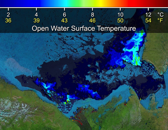 Open water surface temperature