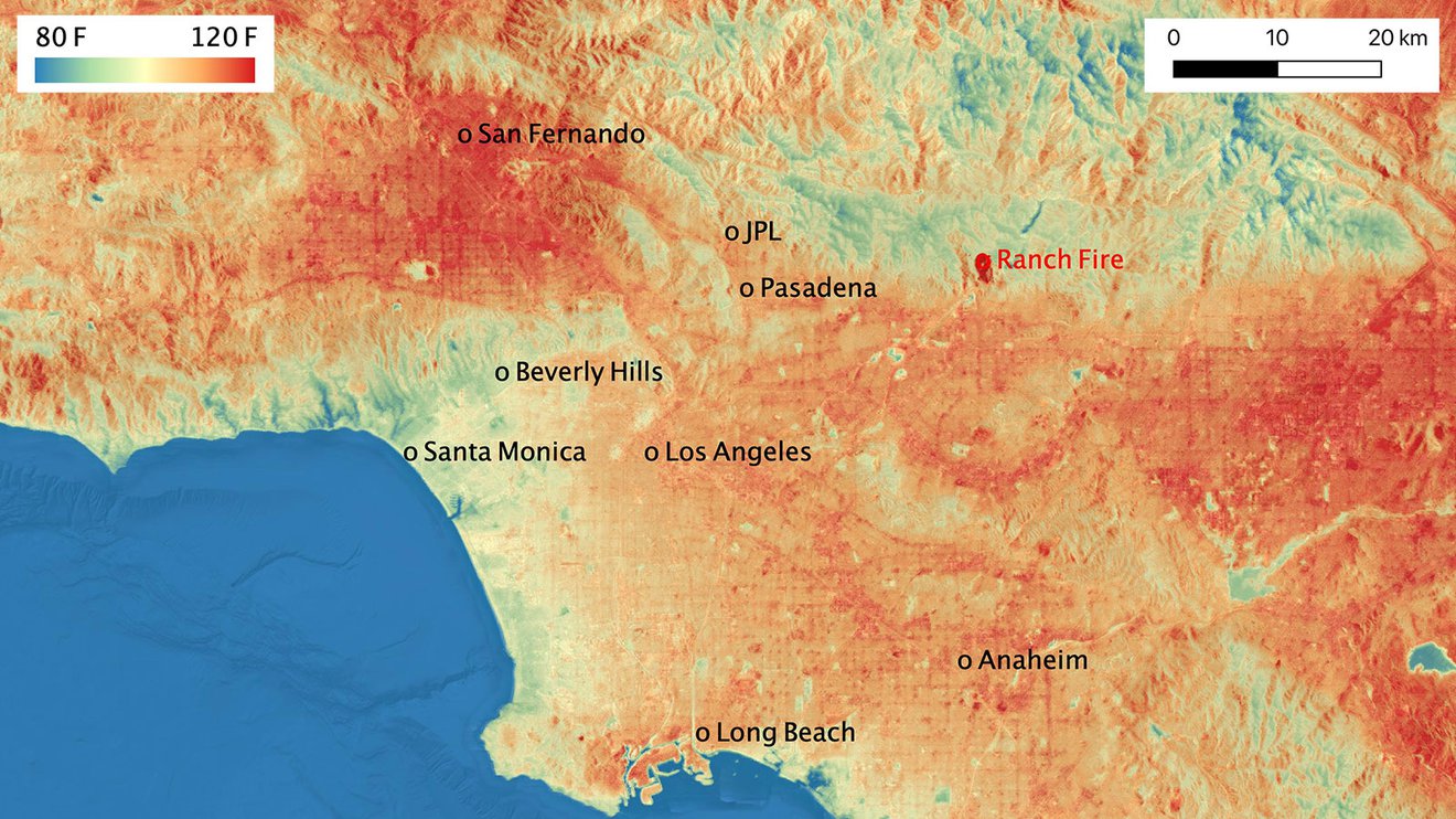 Los Angeles County temperature map