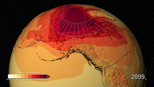 A new NASA study suggests that projections of Earth's future warming should be more in line with previous estimates that indicated a higher sensitivity to increasing greenhouse gas emissions.
Image Credit: NASA SVS/NASA Center for Climate Simulation