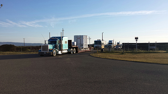 A truck convoy carrying NASA's Orbiting Carbon Observatory-2 spacecraft arrives at California's Vandenberg Air Force Base April 30. The observatory will undergo final tests and then be integrated atop a United Launch Alliance Delta II rocket in preparation for a planned July 1 launch. Credit: NASA/JPL-Caltech
View large image.