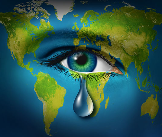 Picture of the globe with a teary eye