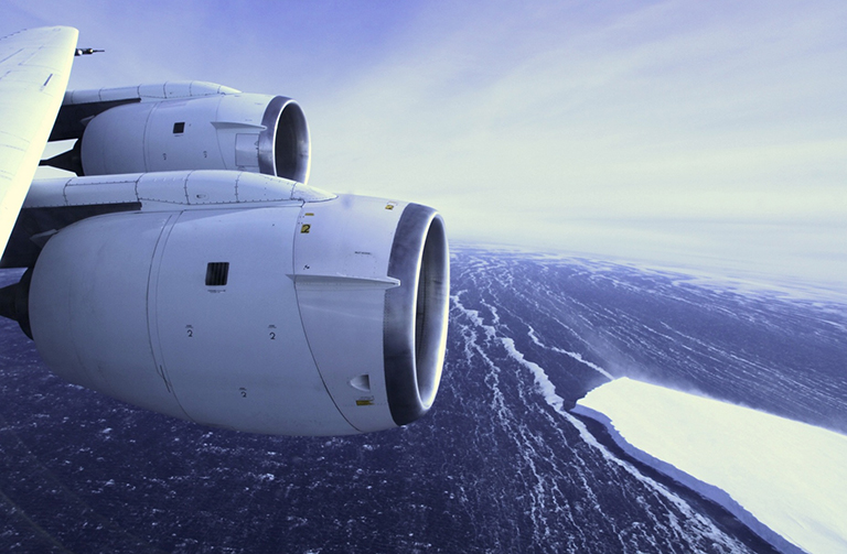 NASA’s DC-8 research aircraft will be flying scientists and instruments over Antarctica to study changes in the continent’s ice sheet, glaciers and sea ice. Credit: NASA