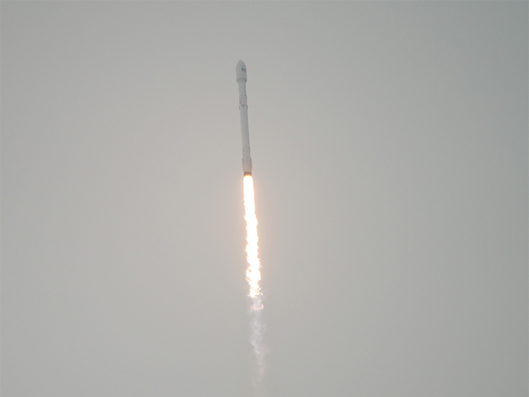 A SpaceX Falcon 9 rocket launches from Vandenberg Air Force Base.
