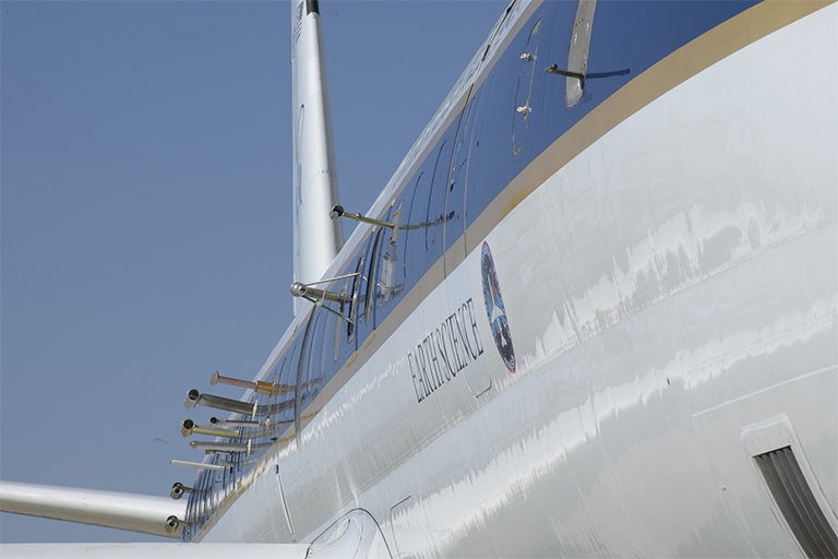 Probes on the outside of NASA's DC-8 aircraft to collect atmospheric samples. Credit: NASA/Tony Landis.