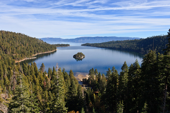 Tahoe, seen here from Emerald Bay, was one of the primary validation sites for the global lake study. The lake, which straddles the borders of California and Nevada, is the largest alpine lake in North America. Image credit: NASA-JPL.