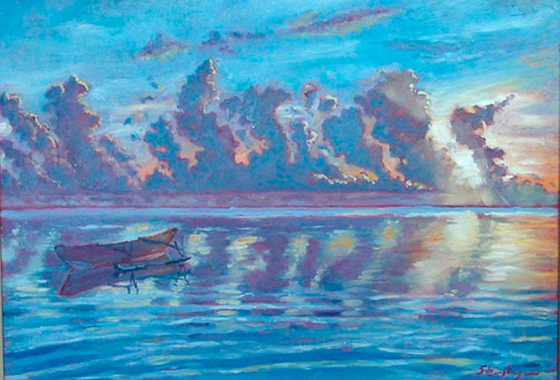 Clouds play a vital role in Earth's energy balance, cooling or warming Earth's surface depending on their type. This painting, "Cumulus Congestus," by JPL's Graeme Stephens, principal investigator of NASA's CloudSat mission, depicts cumulus clouds, which transport energy away from Earth's surface. See more at http://cloudsat.atmos.colostate.edu. Image credit: Graeme Stephens