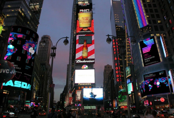 he GRACE groundwater visualization will be on display several times each hour through April 22 on the massive Thomson Reuters and NASDAQ digital signboards in New York’s Times Square. Credit: NASA/JPL-Caltech/UC Irvine/USGS/Richard Vijgen/Peggy Weil/Heads Up! 2012