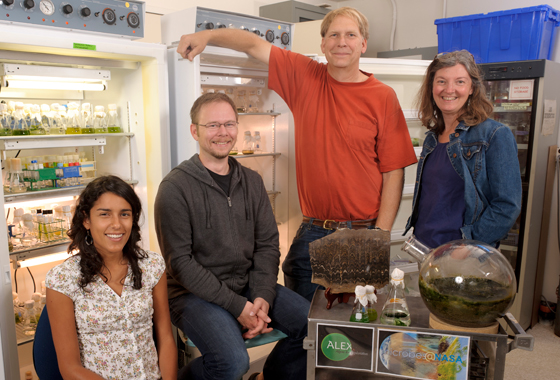 Members of the Ames algae crew include (from left to right) Angela Detweiler, Erich Fleming, Brad Bebout and Lee Bebout. Credit: NASA