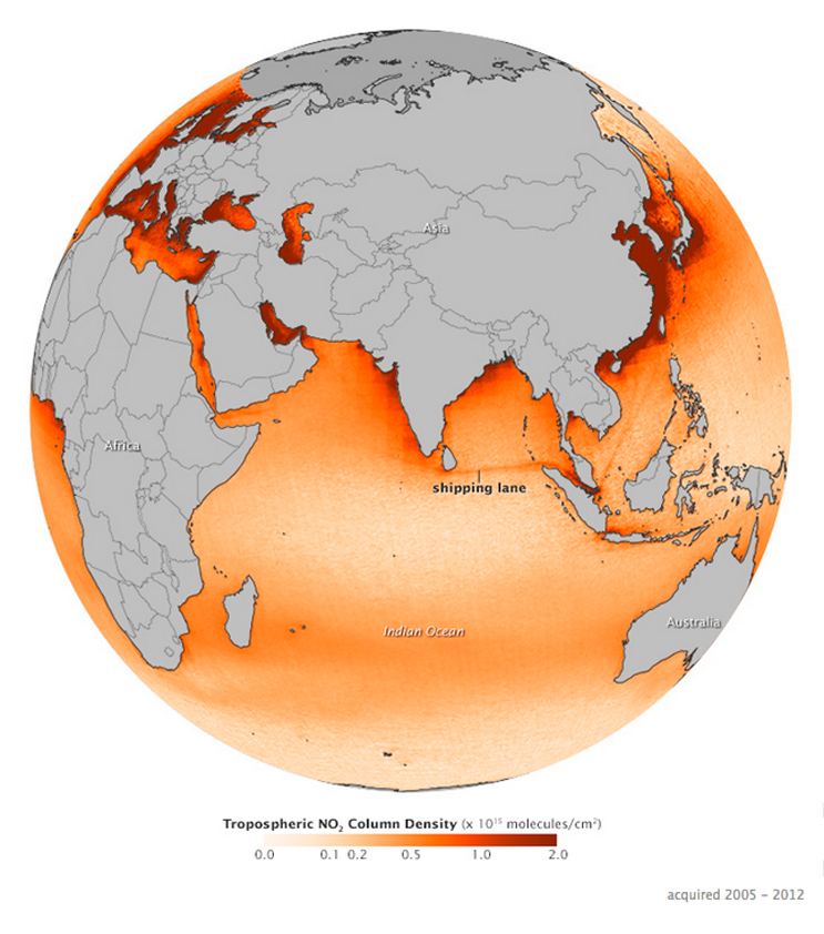 A satellite's view of ship pollution