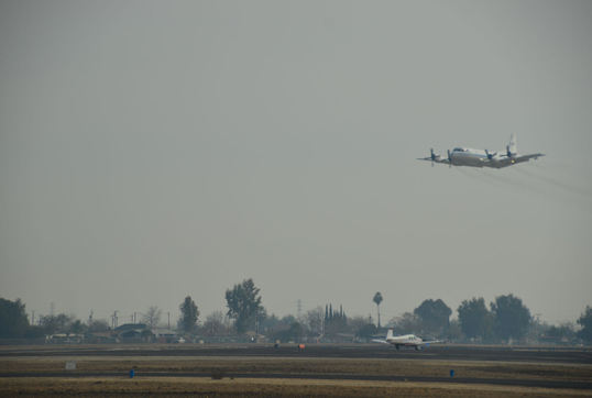 The NASA P-3B made low approaches at local airports during the mission, getting as low as 100 feet to make key air quality measurements. Shown here is the Bakersfield regional airport. Credit: NASA/Suzanne Crumeyrolle
