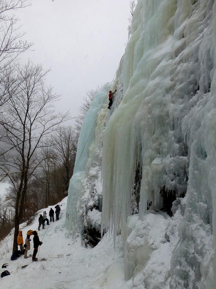 History of Winter participants learn to climb in an ice fall near Cascade Lake, Lake Placid, N.Y. Credit: NASA/Maria-Jose Viñas