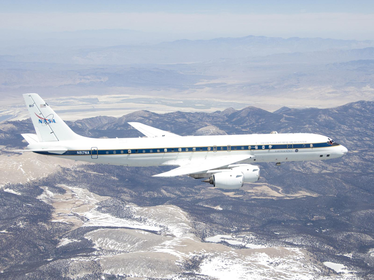 NASA's DC-8 flying laboratory will carry a team of scientists and their sensors for the Studies of Emissions, Atmospheric Composition, Clouds and Climate Coupling by Regional Surveys (SEAC4RS) campaign. SEAC4RS will investigate how pollution and natural emissions affect atmospheric composition and climate. (NASA / Lori Losey)